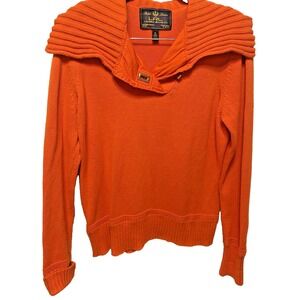 Ralph Lauren LRL Lauren Jeans Co Orange Sweater Women's XL Shawl Collar Knit